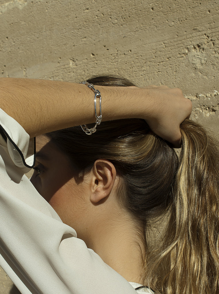 bracelet silver links with design unequal