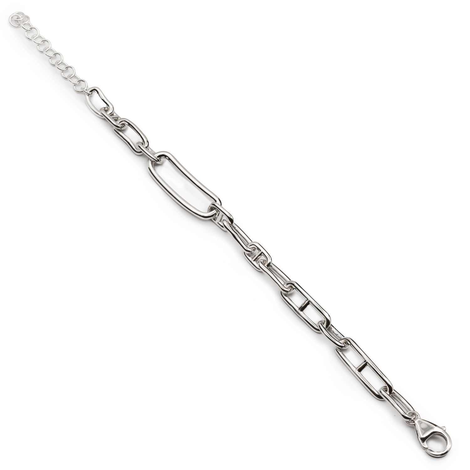 Pulsera eslabones de plata con diseño desigual-LINEARGENT