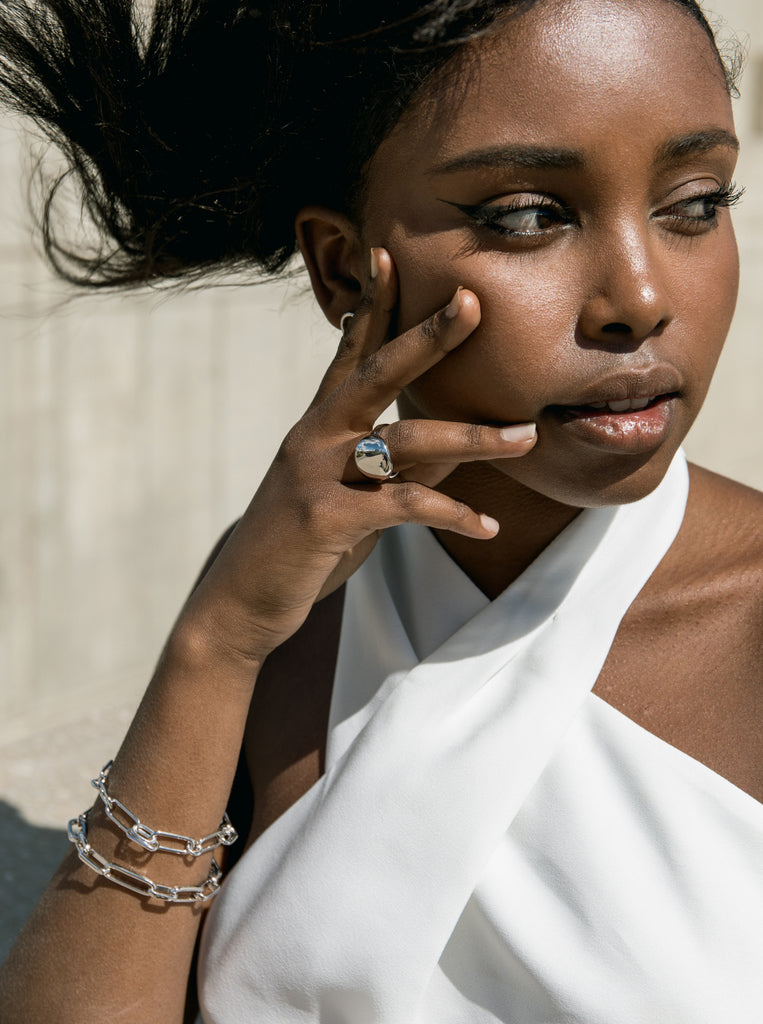 Pulsera eslabones de plata con diseño rectangular