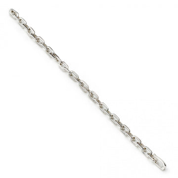 Pulsera eslabones plata con diseño de cadena y detalle de circonitas