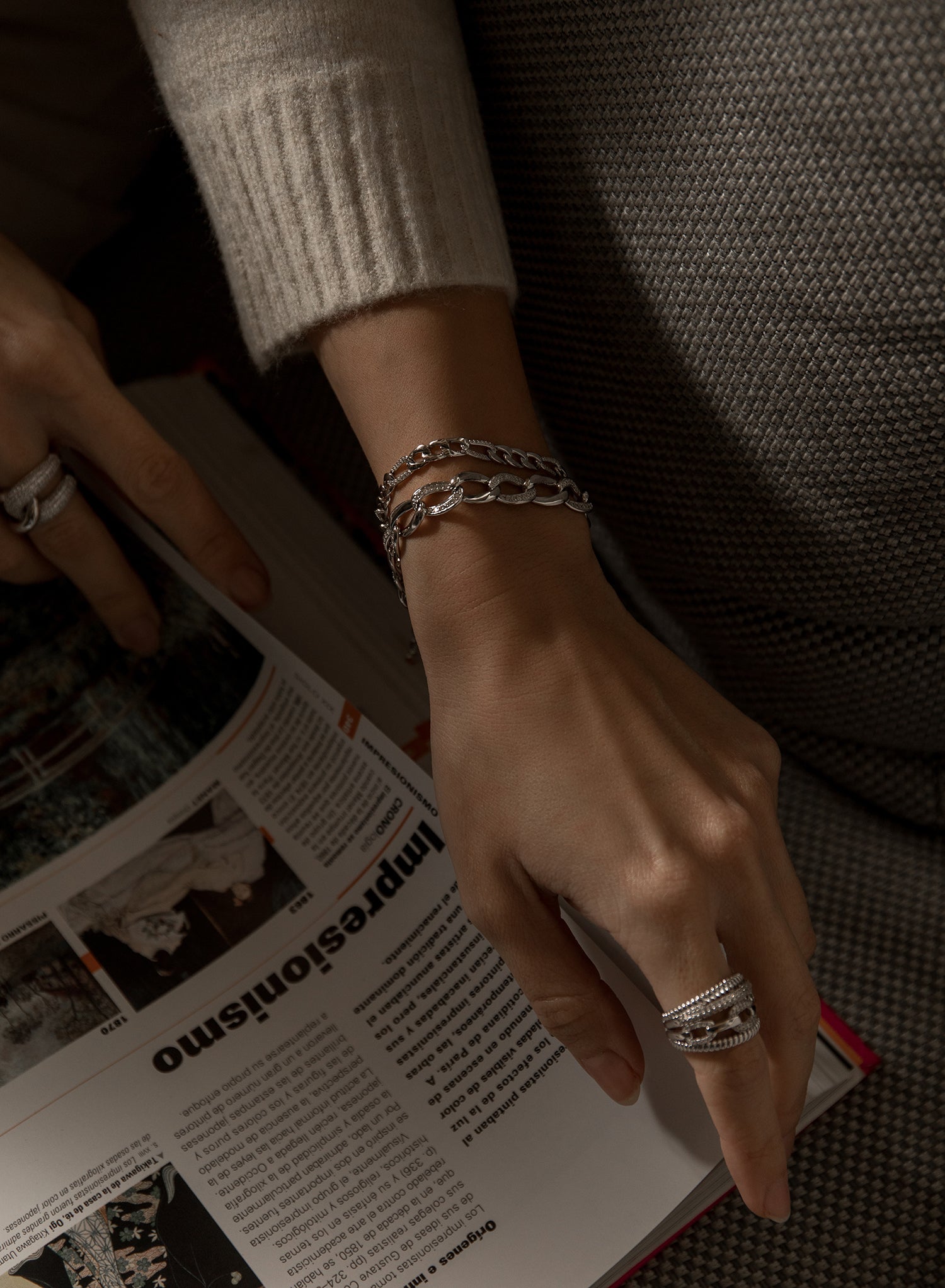 bracelet silver links design de chain brilliant