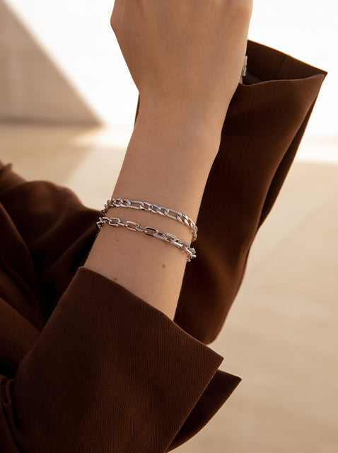 bracelet silver links design de chain brilliant