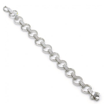 Pulsera eslabones plata diseño redondo con circonitas