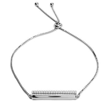 Pulsera fina de plata doble con circonitas