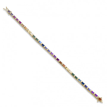 Pulsera fina de plata multicolor