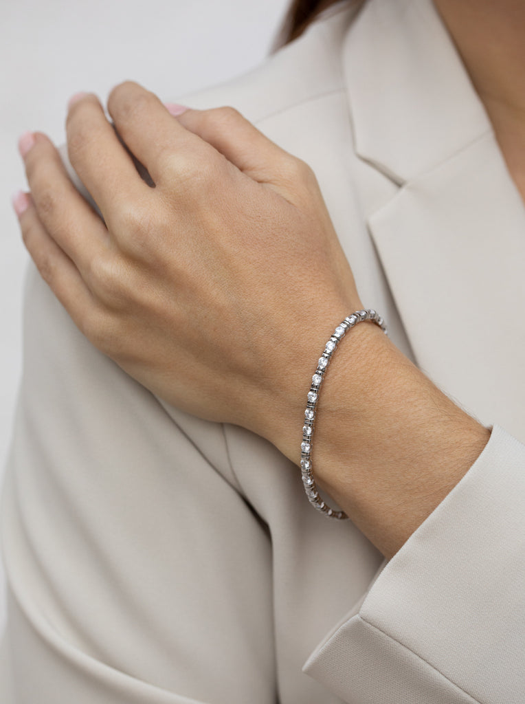 bracelet silver riviere with set zirconias