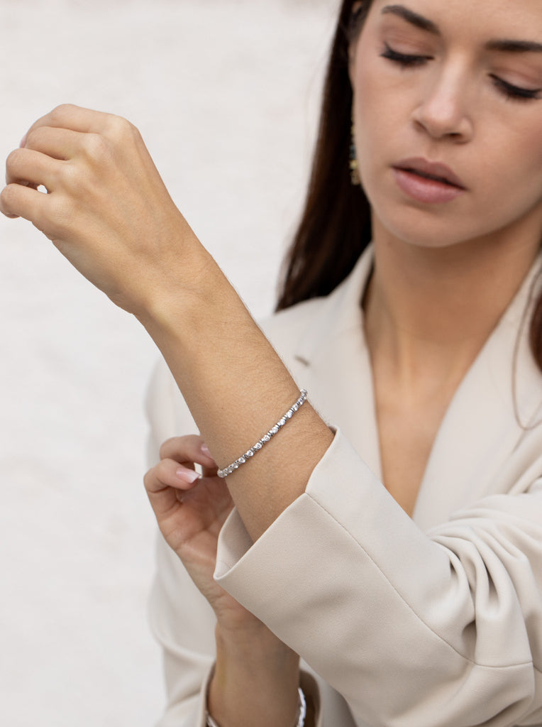 bracelet silver riviere with set zirconias