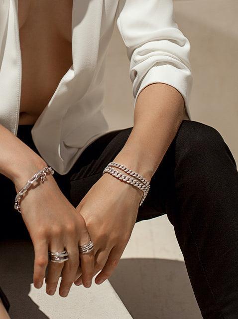 bracelets brillants en argent avec sertissage total de zircons