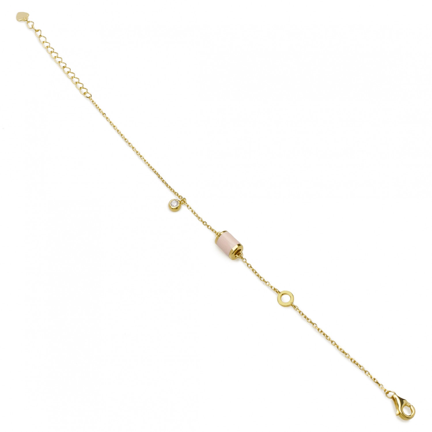 Pulseras con colgantes motivo central en tono rosa y circonita a modo de charm-LINEARGENT