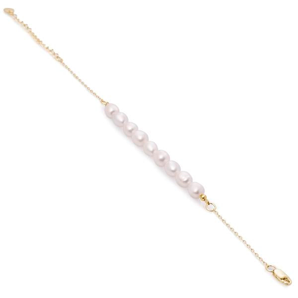 Pulseras con perlas en plata diseño dorado-LINEARGENT