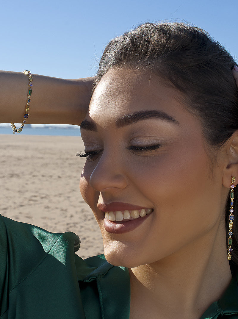 Pulseras con piedras de colores de plata en tonos multicolor-LINEARGENT
