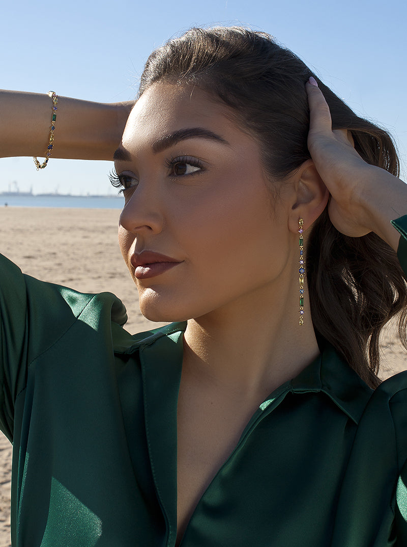 Pulseras con piedras de colores de plata en tonos multicolor-LINEARGENT