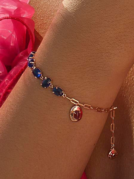 Pulseras con piedras de plata de circonitas azurita y fucsia-LINEARGENT