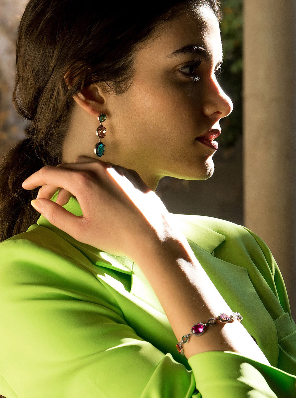 Pulseras con piedras en plata motivos circular multicolor