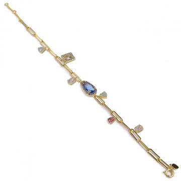 Pulseras con piedras estilo paper clip con charms