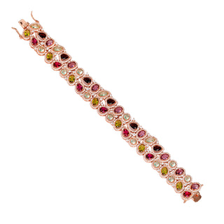 Pulseras con piedras multicolor de plata bañada en oro rosa