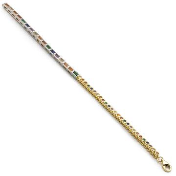 Pulseras con piedras multicolores en plata bicolor