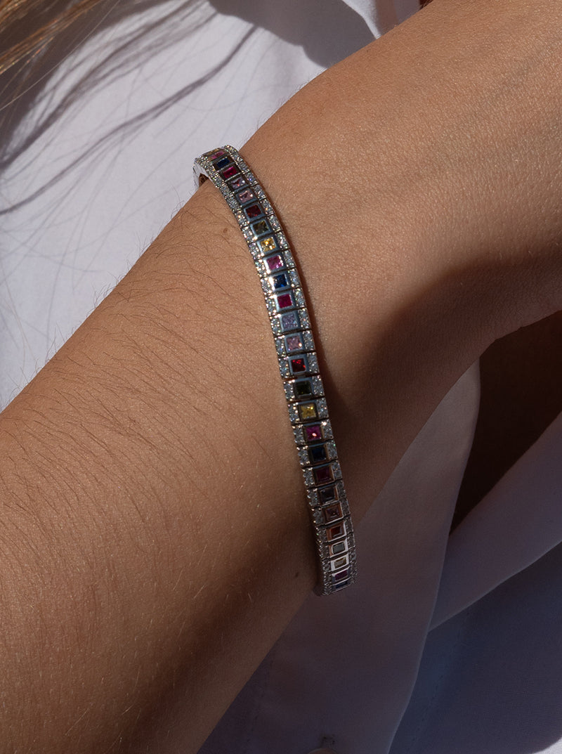 bracelets avec pierres et pierres  multicolore et zircons-LINEARGENT