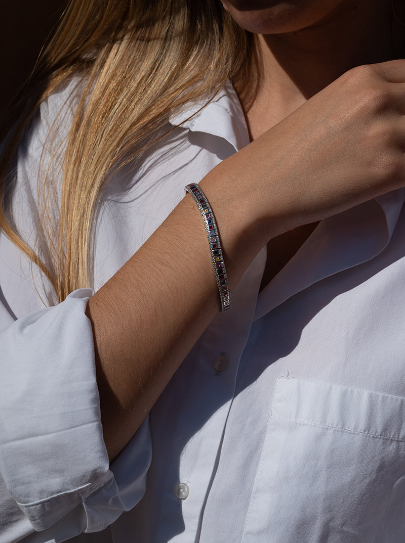 bracelets avec pierres et pierres  multicolore et zircons-LINEARGENT