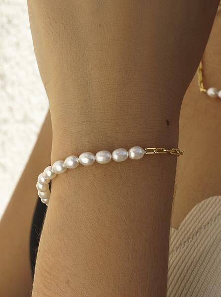 Pulseras de perlas diseño de cadena paper clip-LINEARGENT