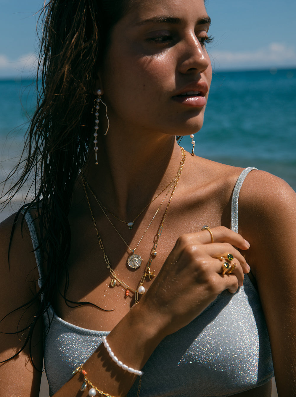 bracelets de perles design de chaîne paper clip