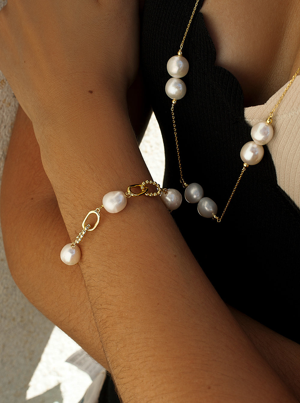 Pulseras de perlas en plata triple diseño-LINEARGENT