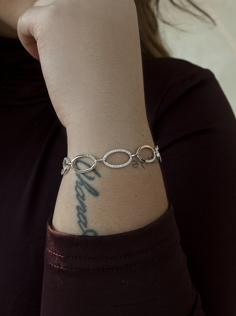 Pulseras de plata con eslabones grandes con circonitas