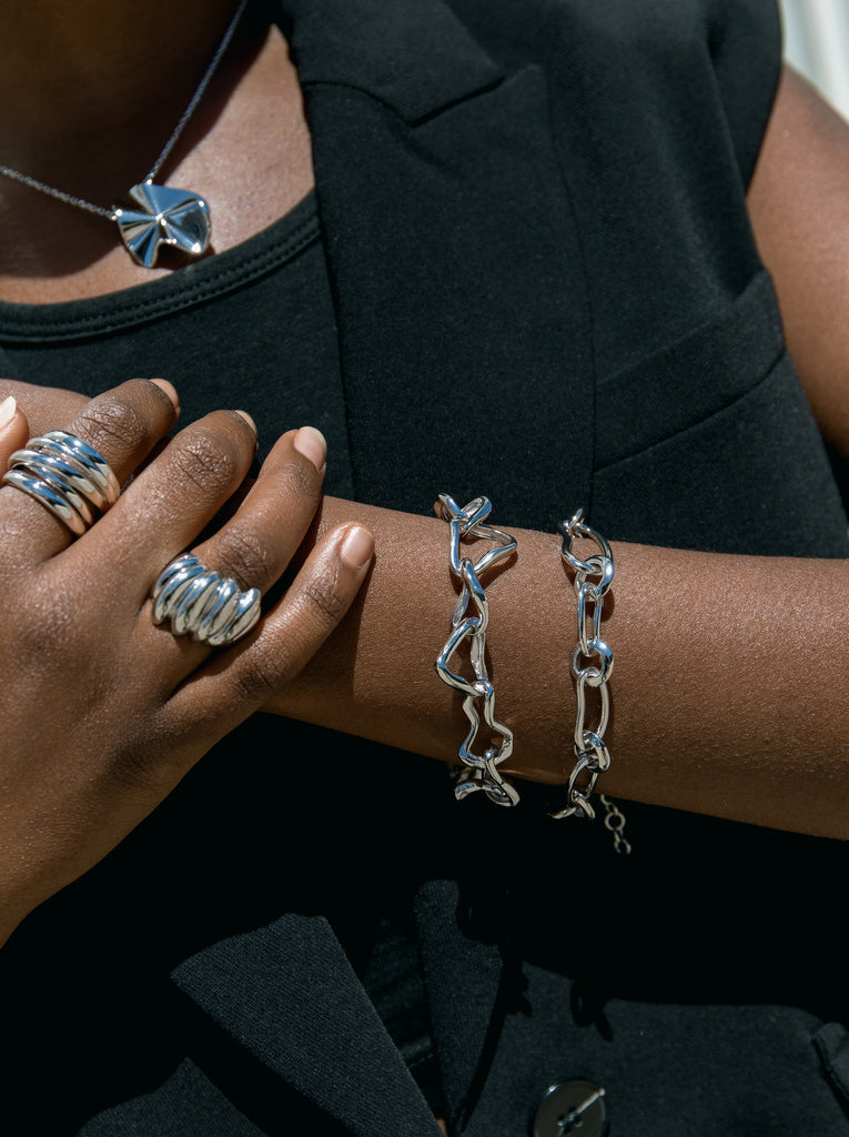 bracelets silver links with design irregular