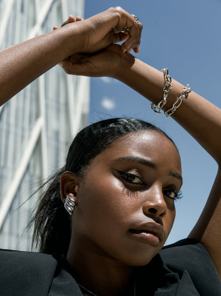 bracelets silver links with design irregular