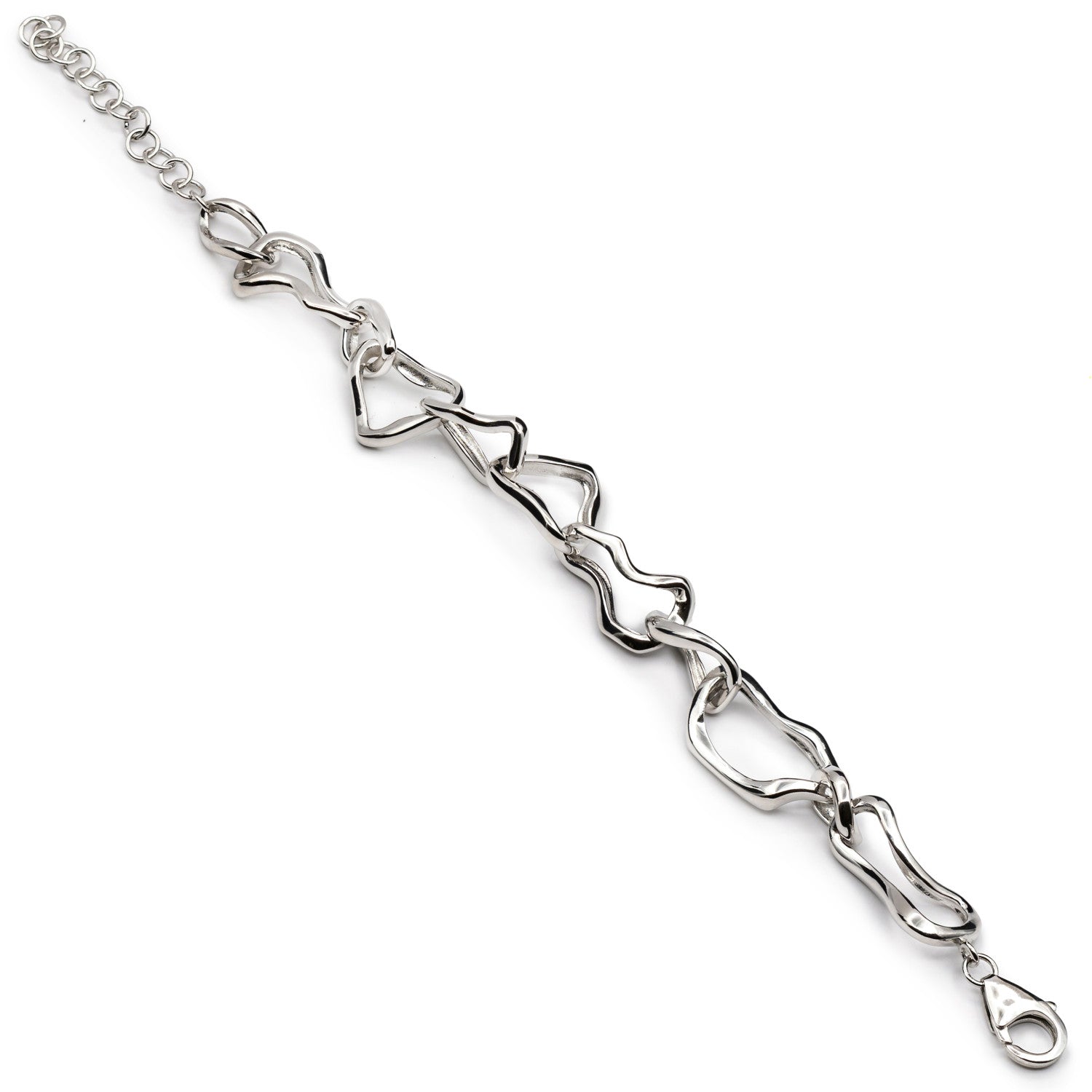 Pulseras eslabones plata con diseño irregular-LINEARGENT