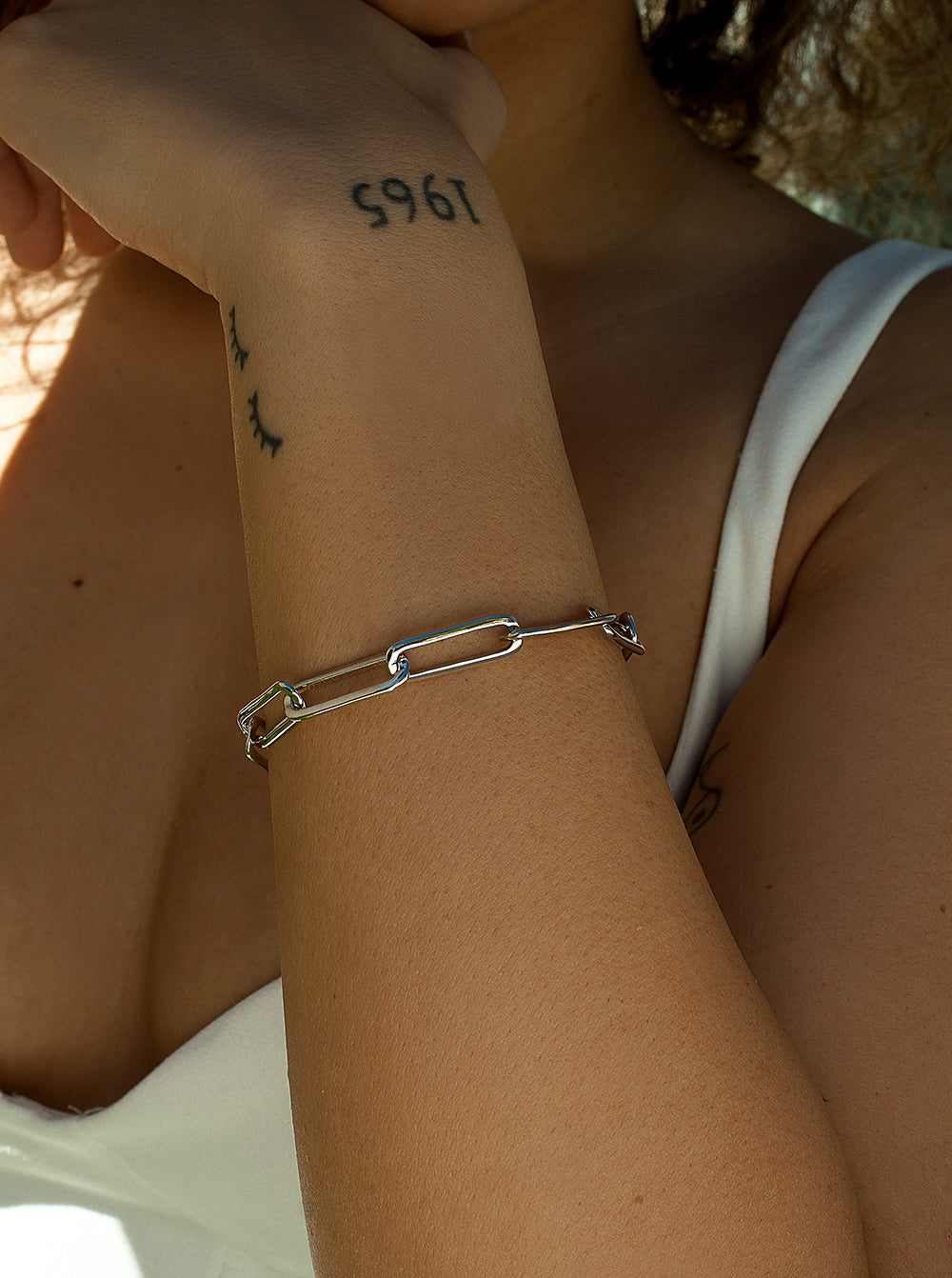 Pulseras eslabones plata diseño paper clip