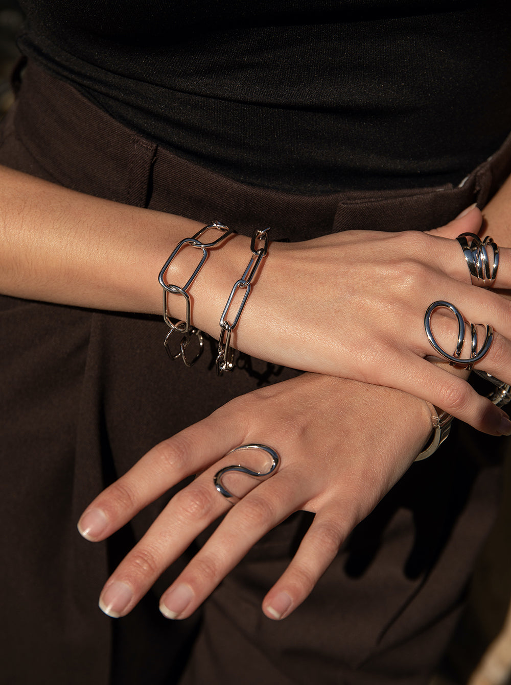 Pulseras eslabones plata diseño paper clip