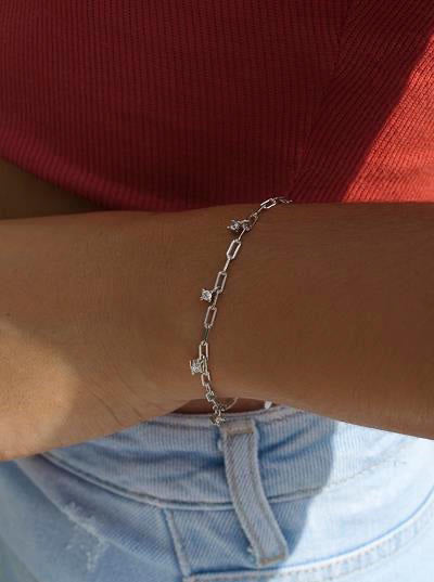bracelets fine silver with zirconias pendant style chain