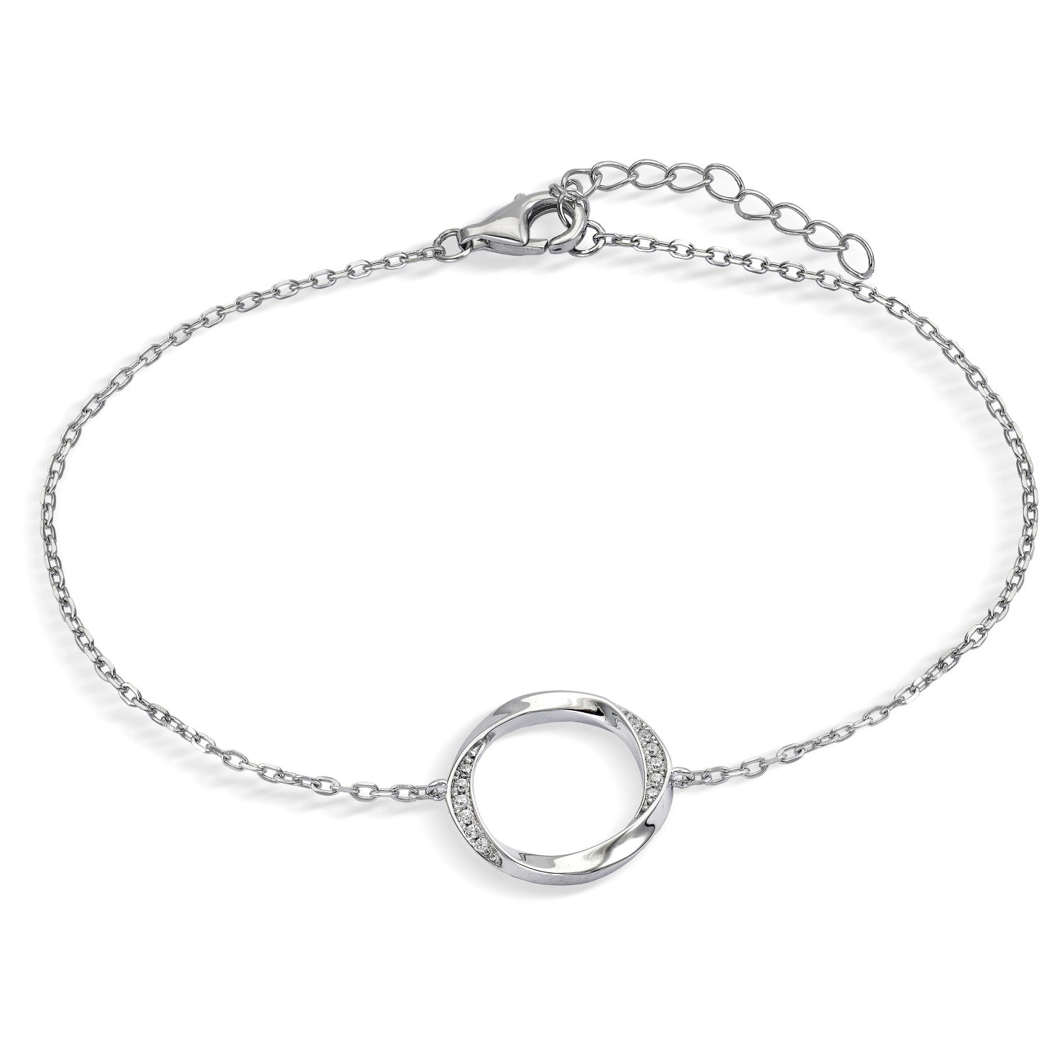 Pulseras finas diseño círculo envolvente y circonitas-LINEARGENT