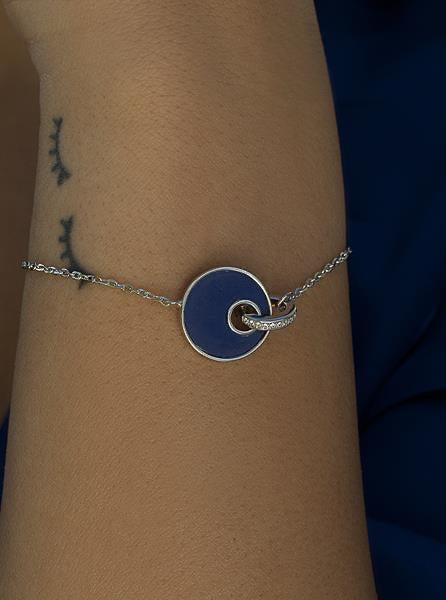 Pulseras finas formadas por lapislázuli y circonita-LINEARGENT