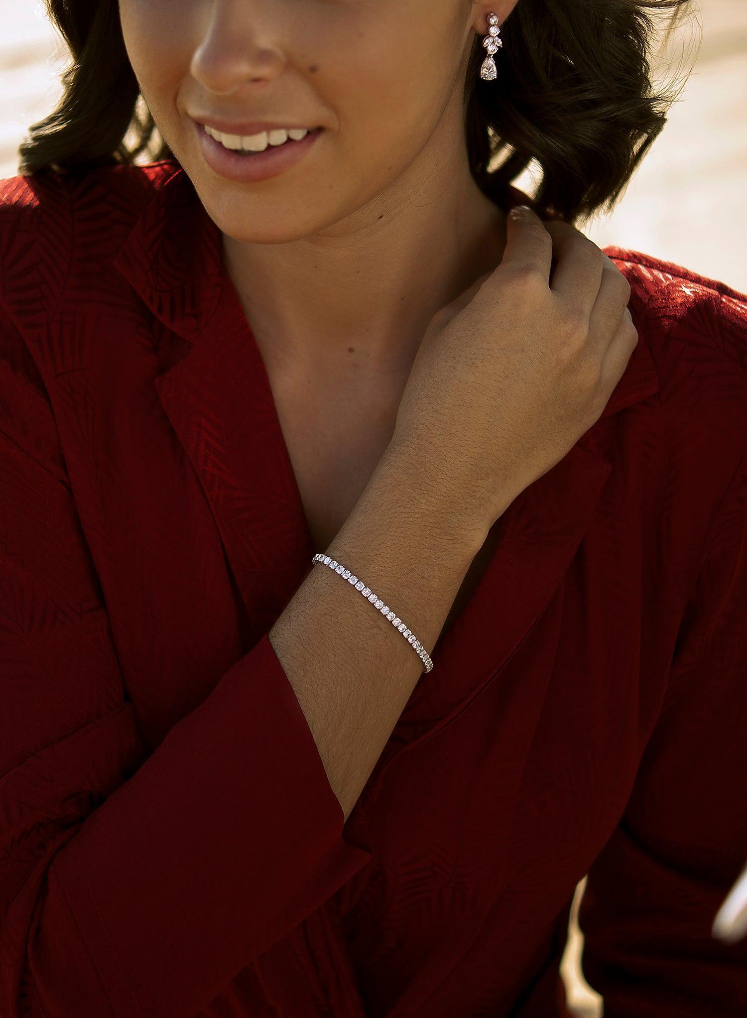 Pulseras riviere de plata con circonita talla radiante