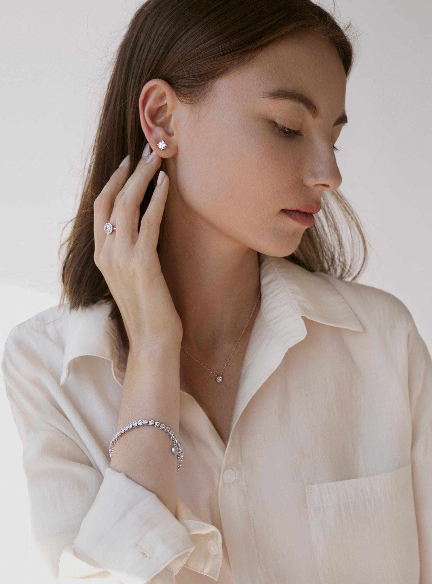 bracelets riviere de argent avec zircons rond