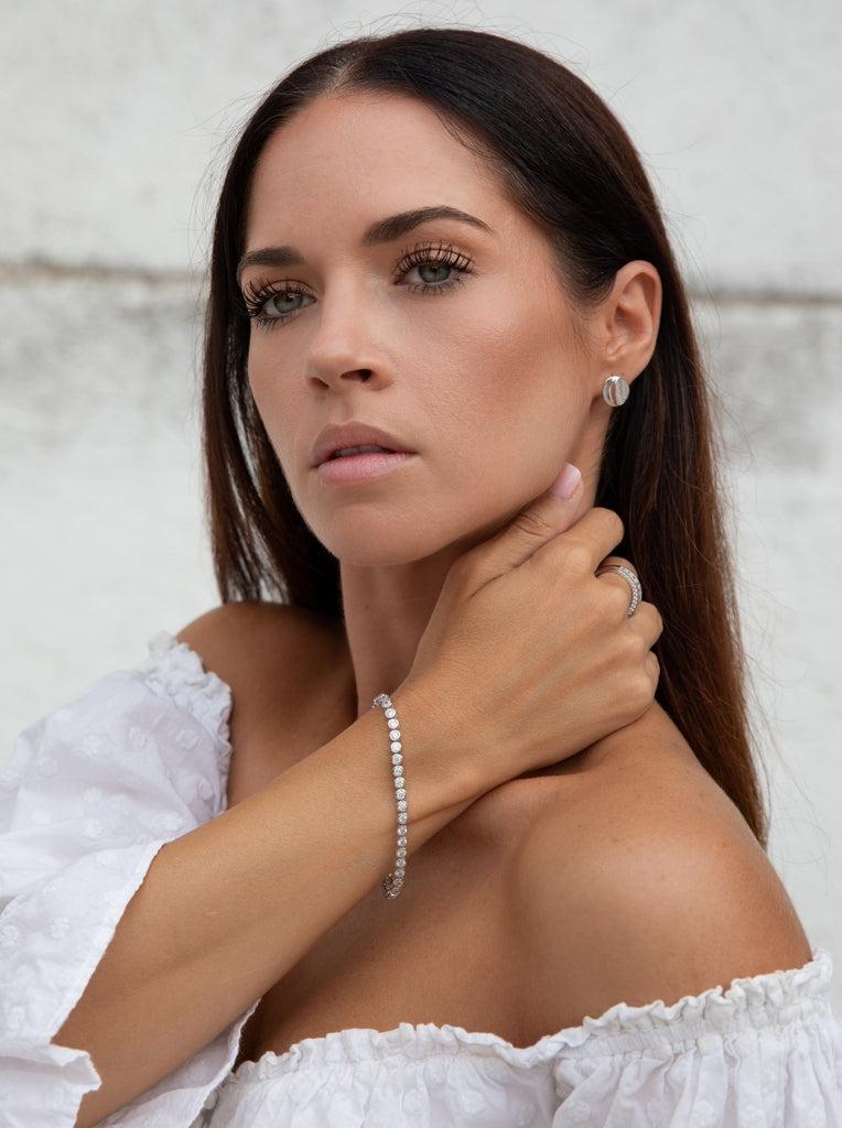 bracelets riviere de argent avec zircons rond