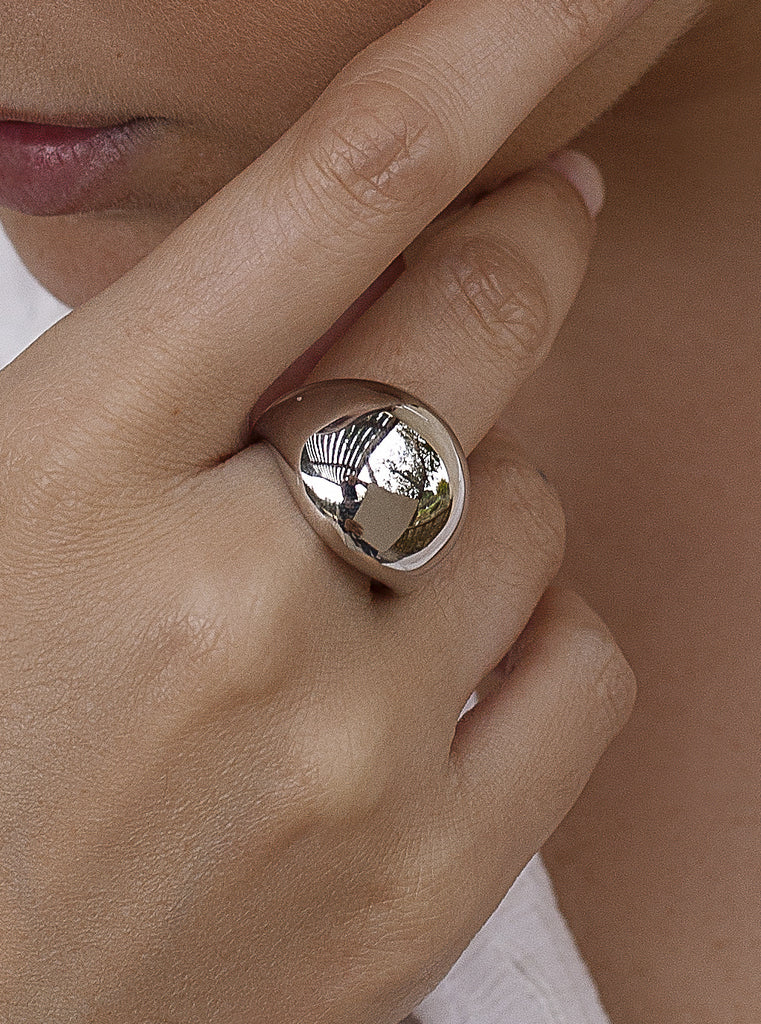 ring large silver design organic