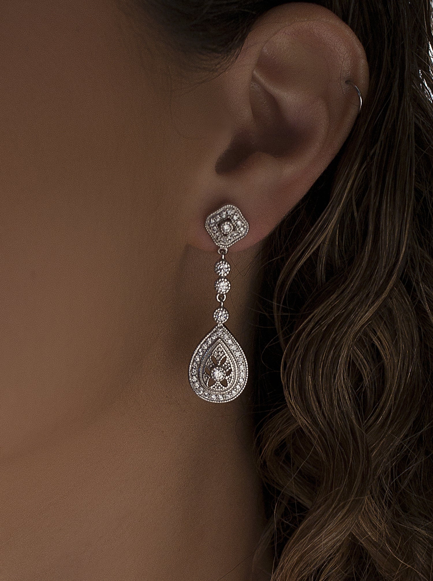 Earrings bridal swarovski drop earrings with zirconia design