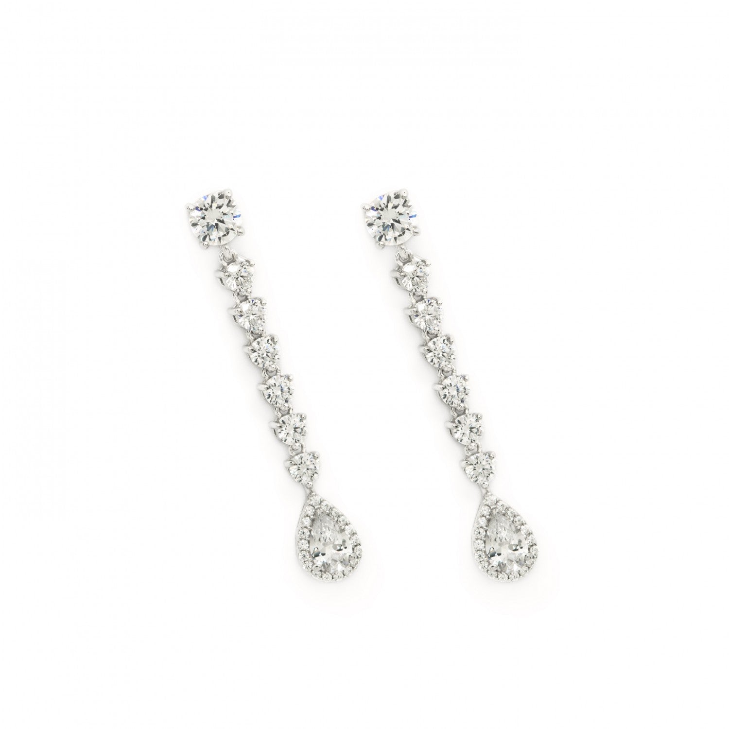 Long earrings bride linear style with zirconias
