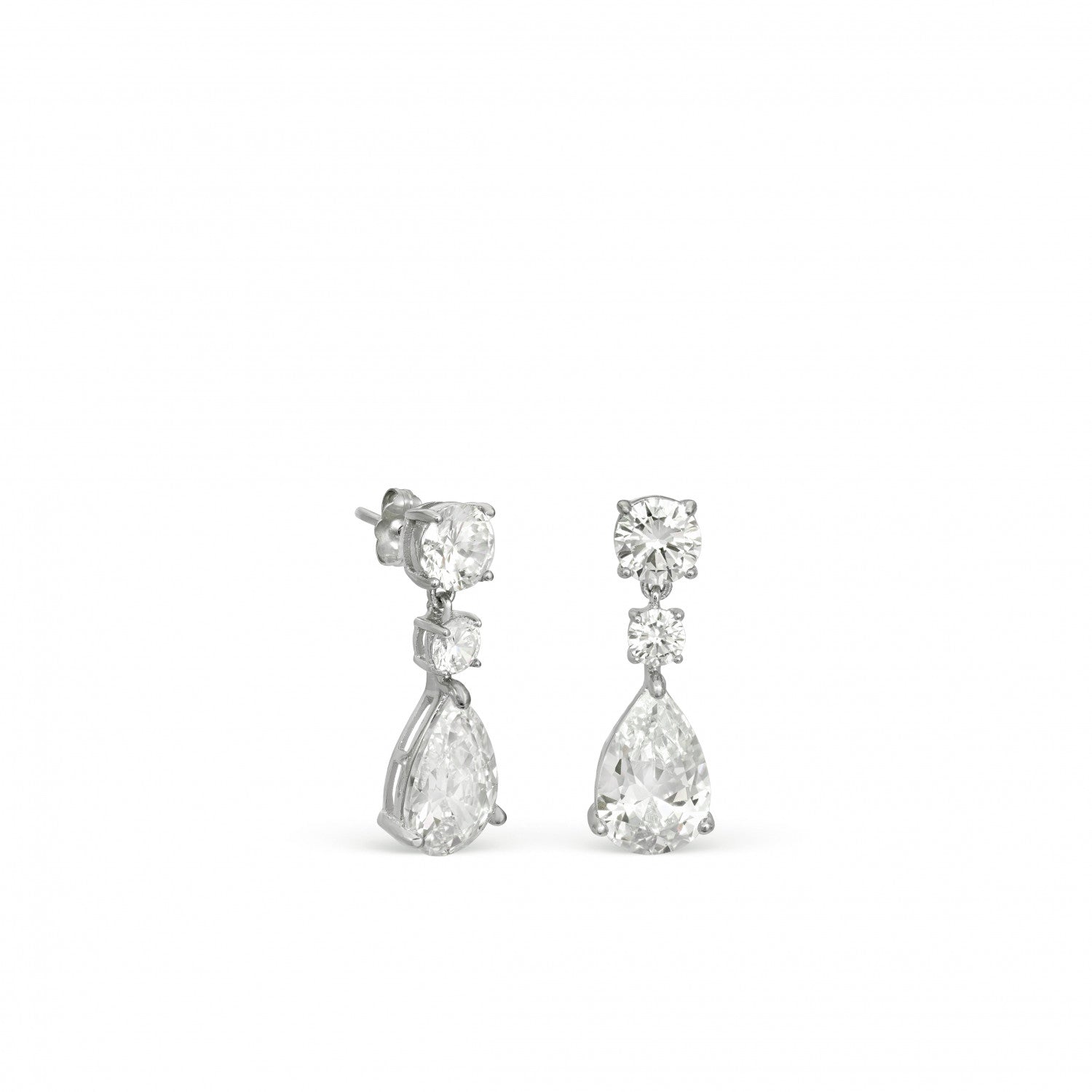 Small monochrome bridal earrings with zirconia stones