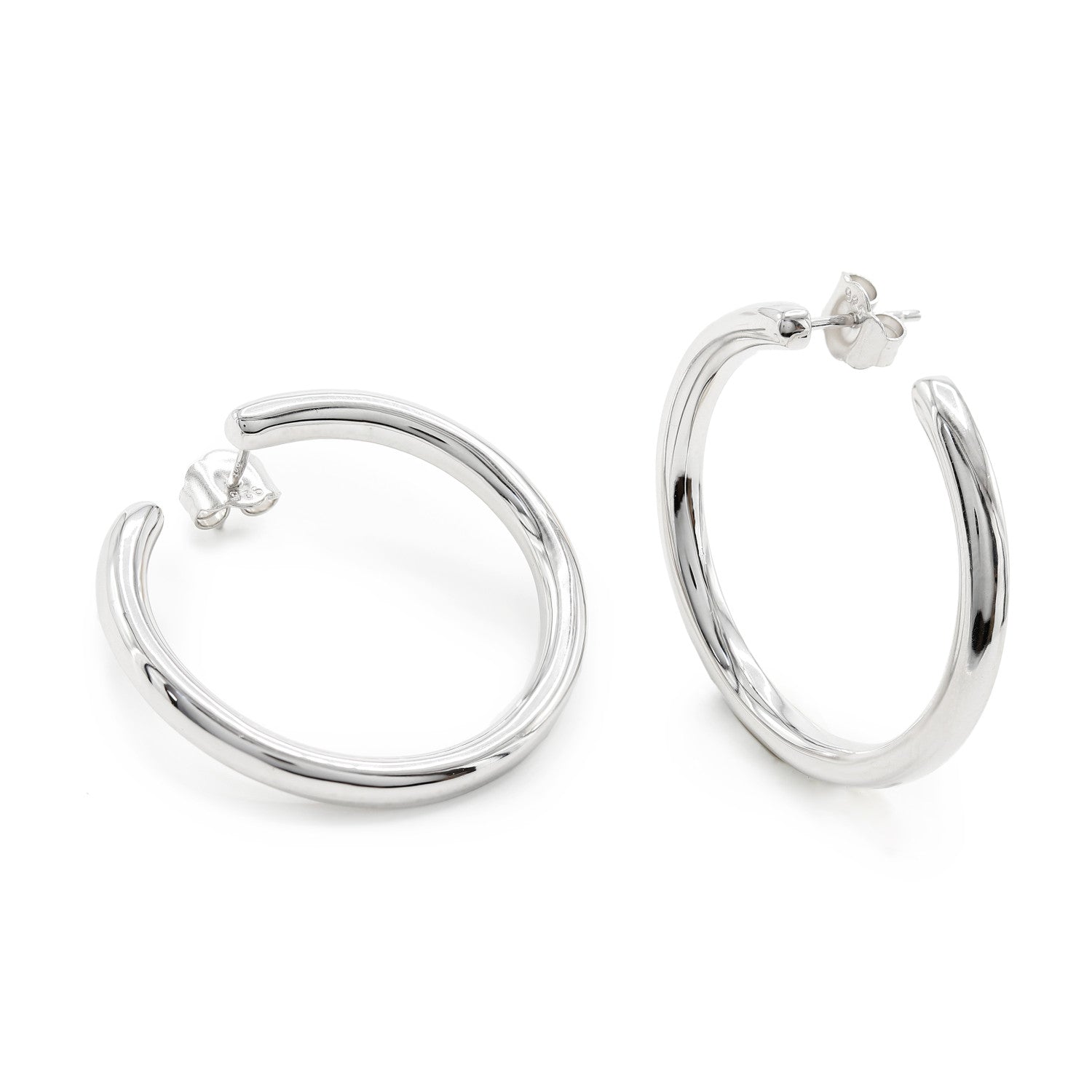 Earrings silver hoop earrings with tubular and side design