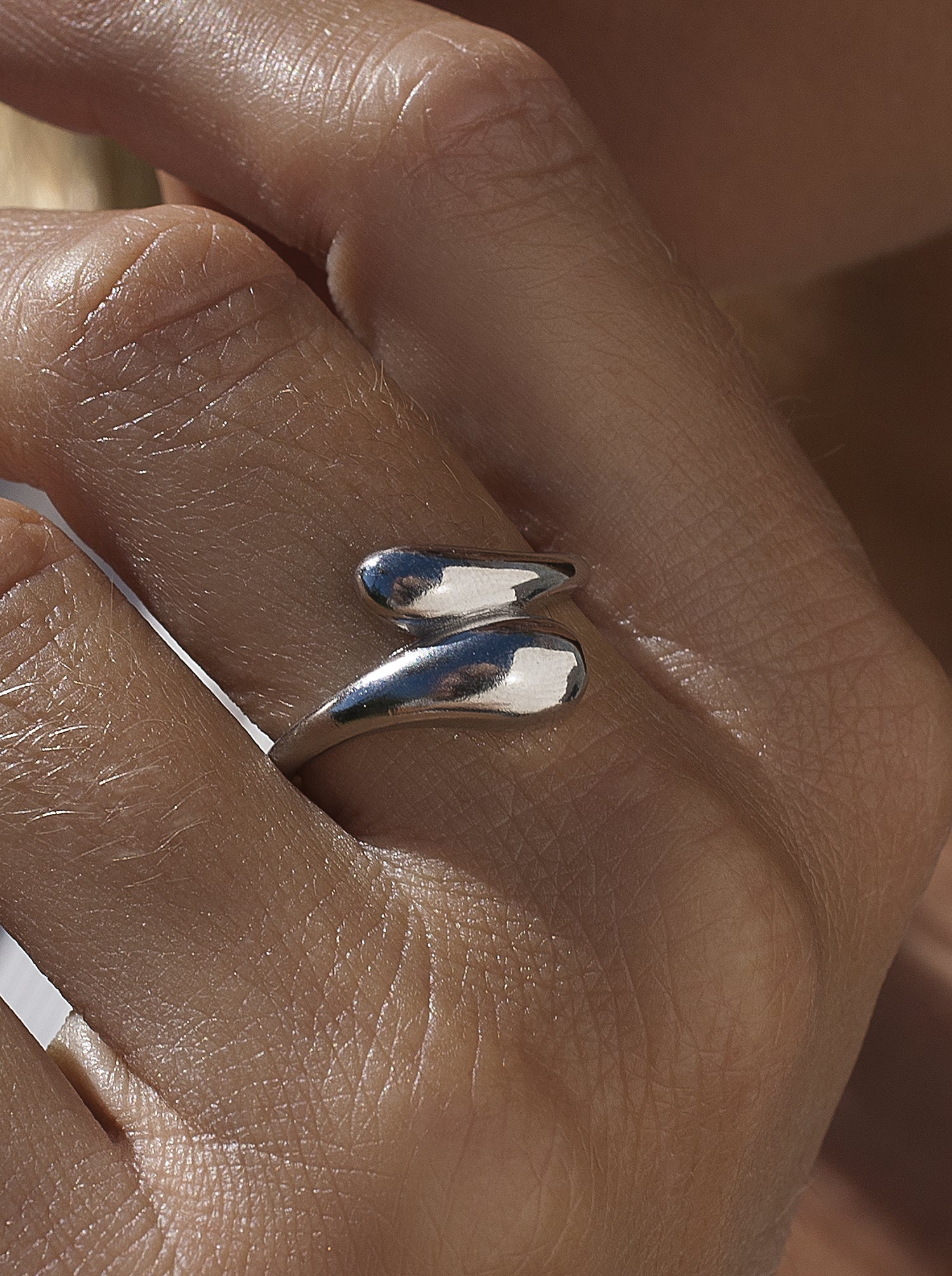 Silver designer rings double drop design