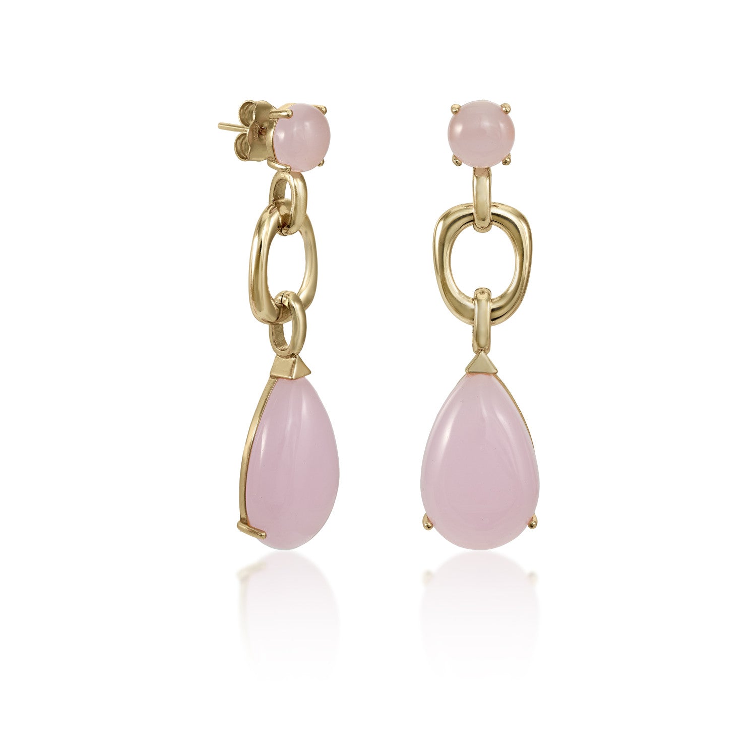 Natural stone teardrop earrings rose quartz tone