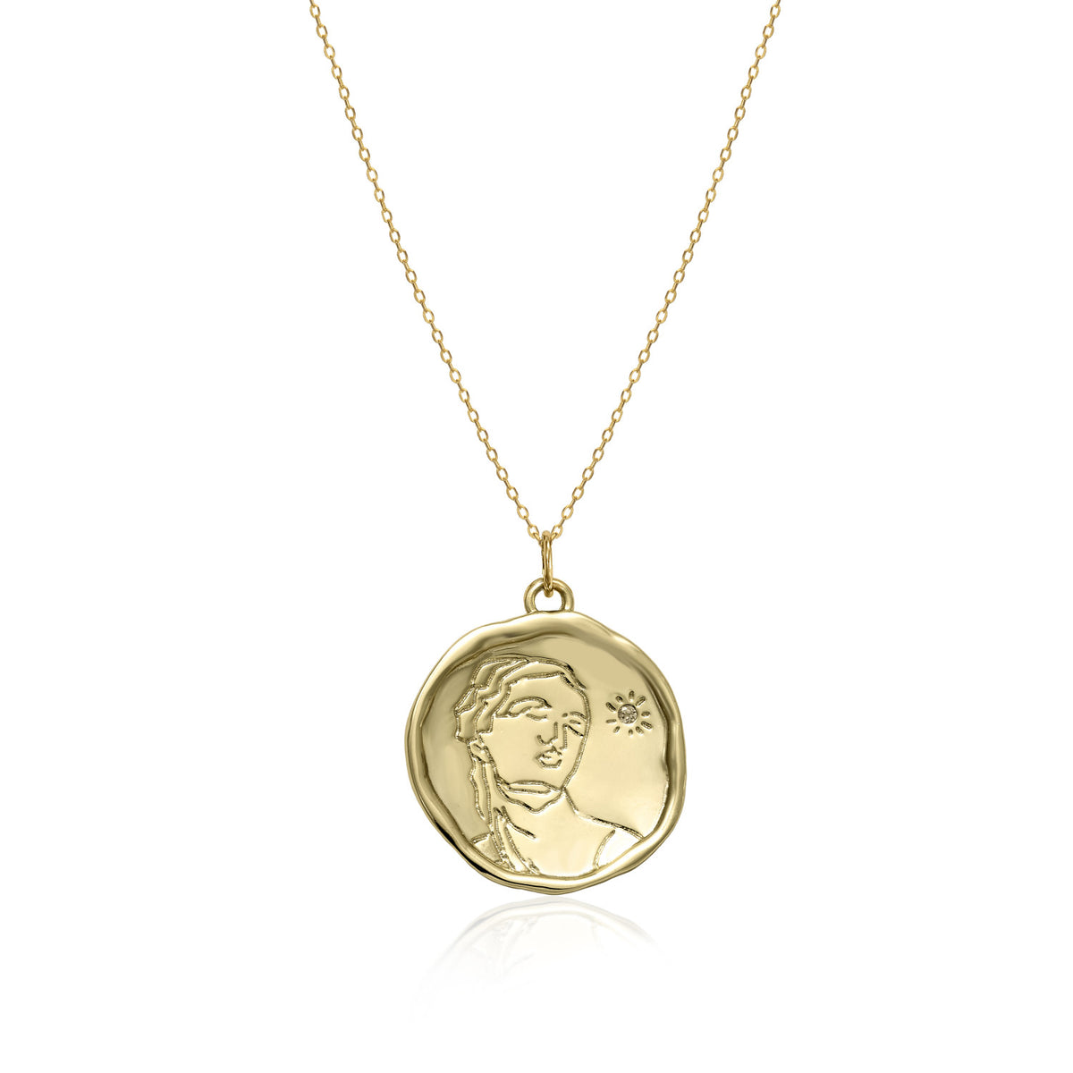 Collar medalla en plata dorada diseño unicornio - Lineargent