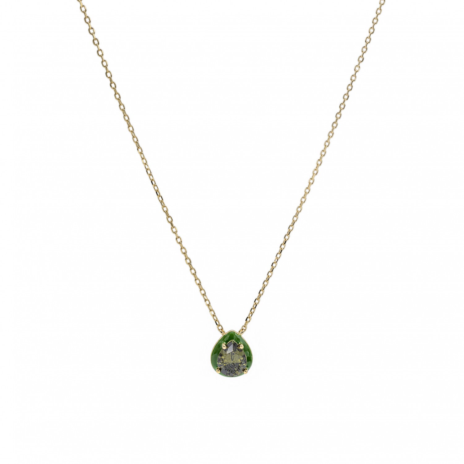 Collar · Collares con piedras diseño de gota con esmalte verde