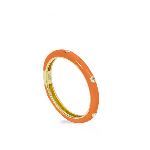 Ring - Triple zirconia enamel ring in orange tone