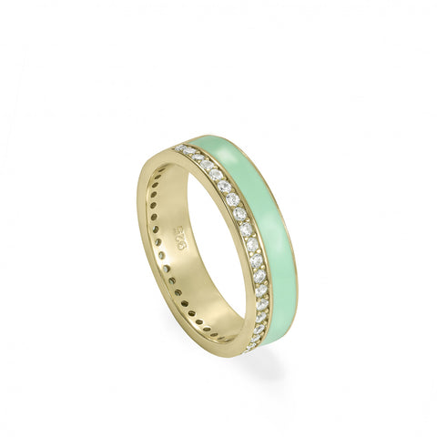 Ring - Mint enamel ring with zirconia design lane