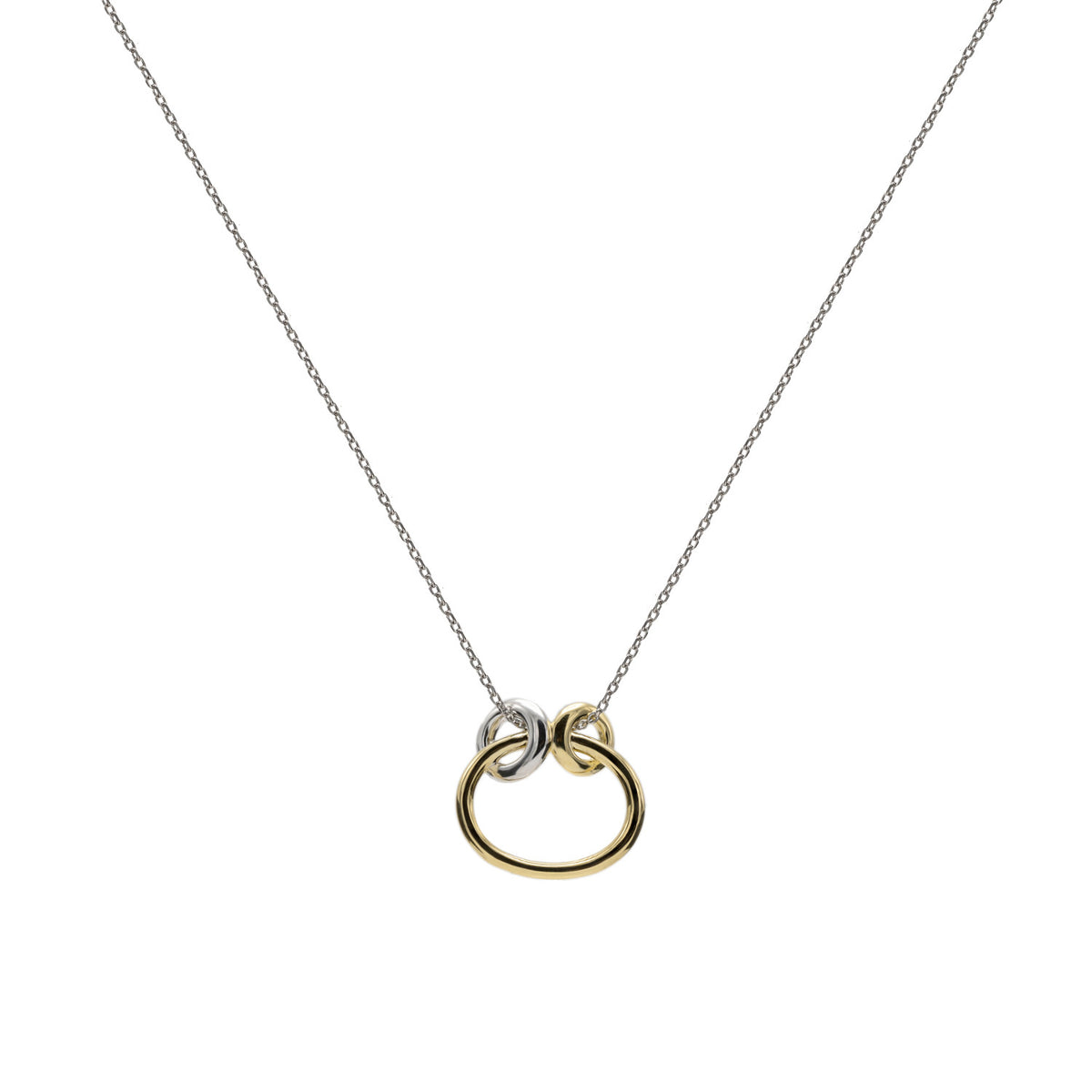 Collar · Collares con colgantes diseño aro bañado en oro formado por dos argollas pequeñas en la parte superior